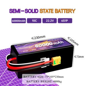 60000mah Semi Solid State Battery for FPV Drone 22.2v Lipo Battery 6s 10c Drone Battery Hosopow 60ah fpv drone battery