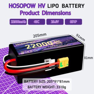 High Rate Lipo Battery 22000mah Fpv Drone Battery 8S 29.6v FPV Battery 40c 12Ah Lithium Battery Agricultural Drone Battery