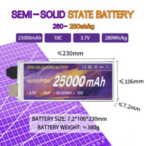 Semi Sollid State Battery Cell 25000mah 3.7v Fpv Lipo Battery Fpv Drone Battery 280wh 10c Drone Lithitm Battery