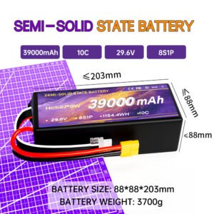 39000mah Semi Solid State Battery for FPV Drone 29.6v Lipo Battery 8s 10c Drone Battery Hosopow 39ah FPV Drone Battery