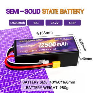 Semi Sollid State Battery 12500mah 22.2v High Volstage 6s Fpv Battery 10c Fpv Drone Battery 350wh Drone Battery