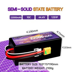 22000mah Semi Solid State Battery for FPV Drone 44.4v Lipo Battery 12s 10c Drone Battery Hosopow 22ah fpv drone battery