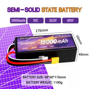 Hosopow 15000mah Solid State Battery for FPV Drone 22.2v High Rate Lipo Battery 6s 10c Drone Battery