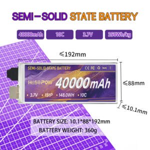 Semi Sollid State Battery Cell 40000mah 3.7v Fpv Lipo Battery Fpv Drone Battery 350wh 10c Drone Lithitm Battery