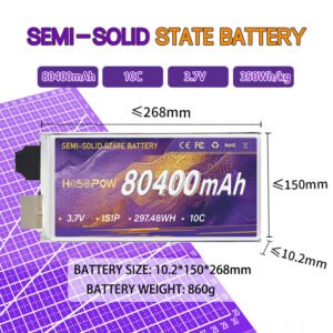 Semi Sollid State Battery Cell 80400mah 3.7v Fpv Lipo Battery Fpv Drone Battery 350wh 10c Drone Lithitm Battery